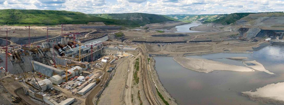 An upstream view of the Site C dam construction site. | June 2021 