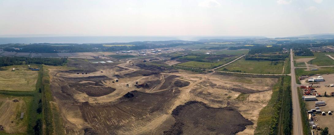 The glacial till to build the Site C dam is sorted at the 85th Avenue industrial land. Sorting is arranged based on where till will be placed in the dam core. | July 2021
