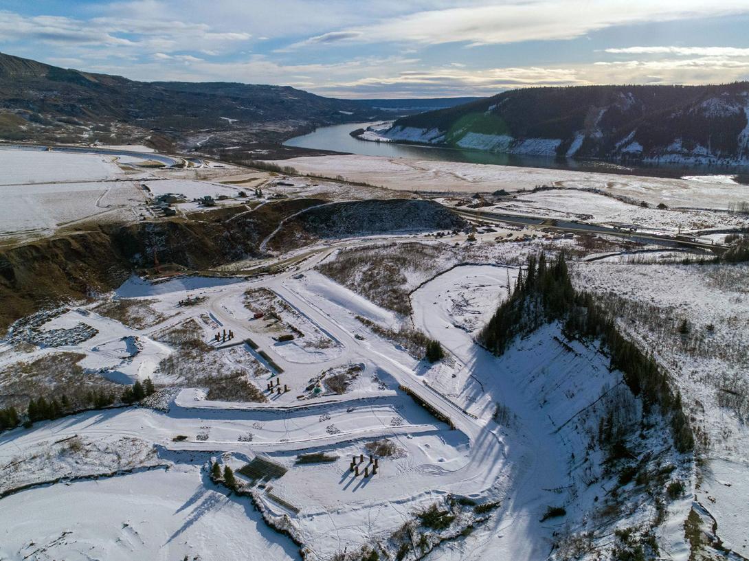 An aerial view of the Highway 29 realignment section at Cache Creek. |February 2021