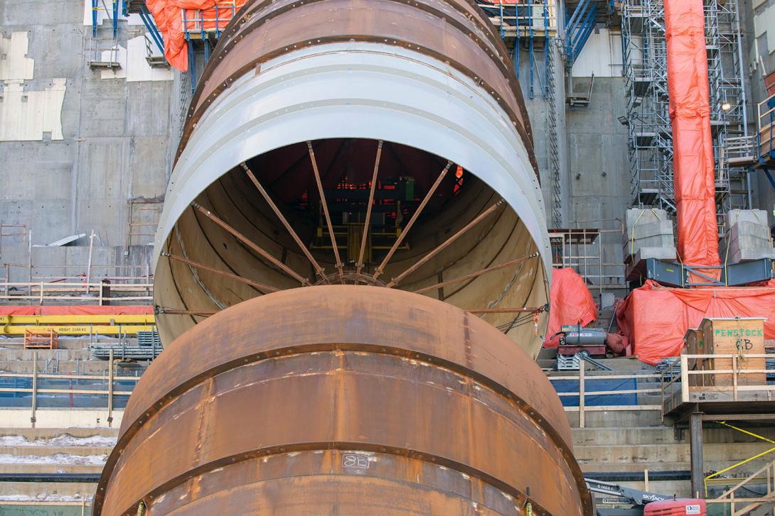 The Unit 2 penstock is being prepared for installation of the flexible coupling. | February 2021