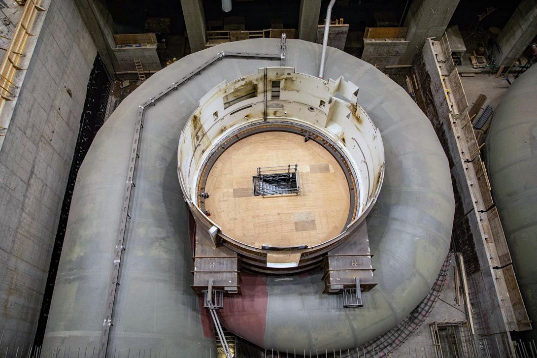 Top view of unit 4 spiral case and upper pit liner. | June 2022