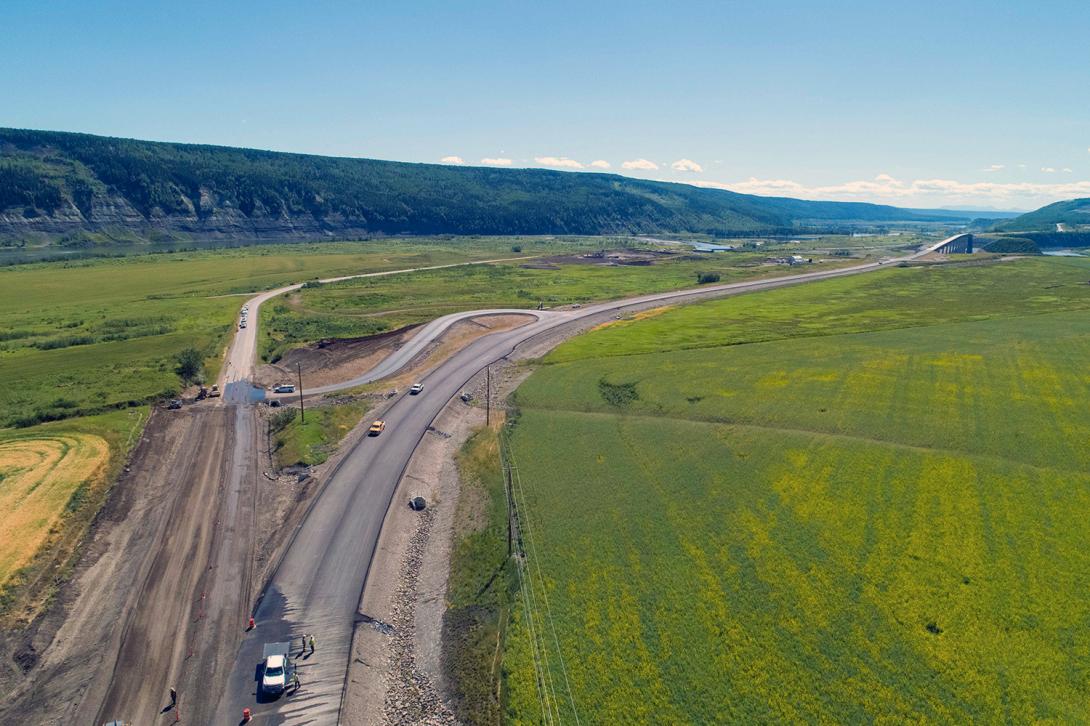 A view of the east tie-in on Highway 29 at Halfway River. | July 2022