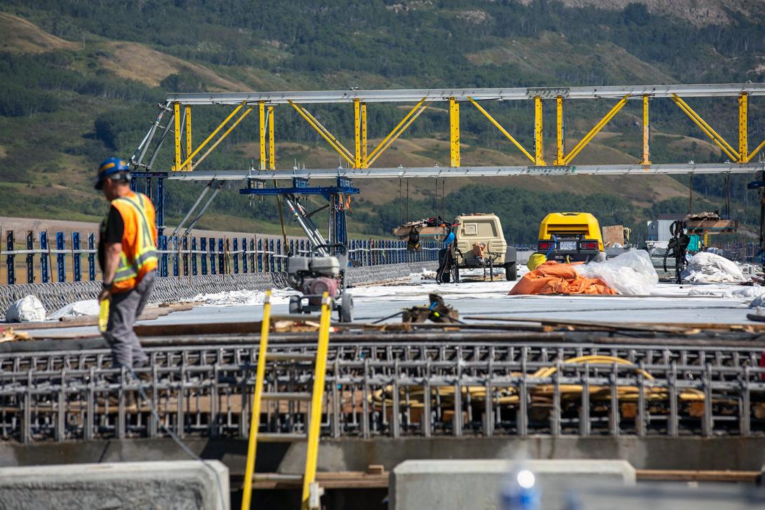 Installing rebar for the expansion joint on the west abutment of the Cache Creek Bridge. | August 2022