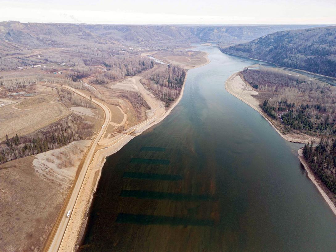 Depressions in the riverbed downstream of the Site C dam will provide fish habitat when flows fluctuate during operations. | November 2023
