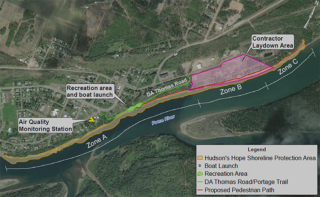 Public Advisory Construction Begins On 2 6 Km Of Shoreline Protection   Hudsons Hope Shoreline Protection Map 660x406 