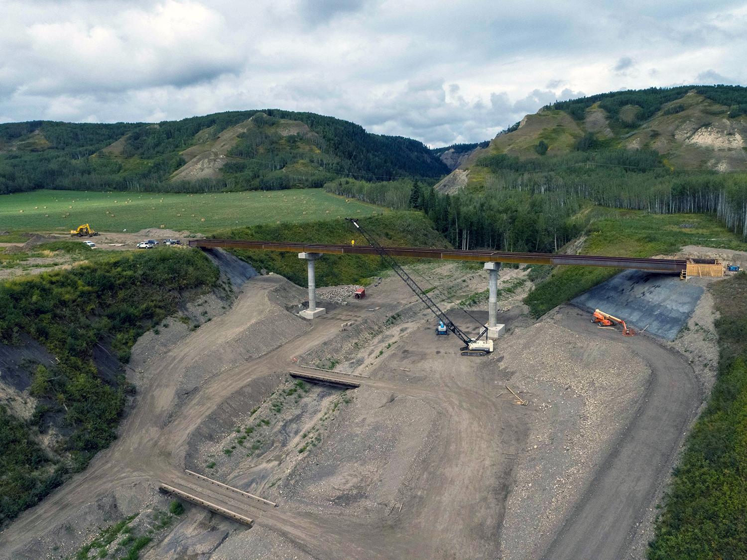 This is a power cap construction platform for the Farrell Creek bridge. | August 2021