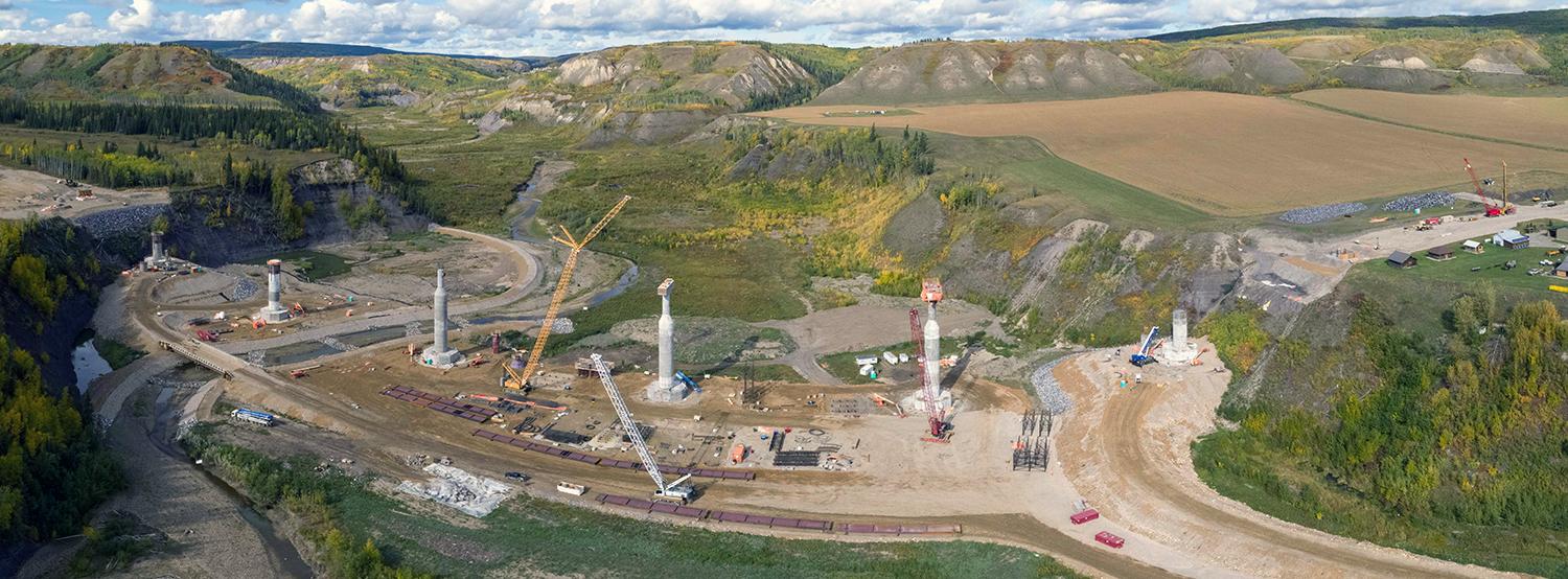 Foundation construction on the Cache Creek bridge along Highway 29. | September 2021