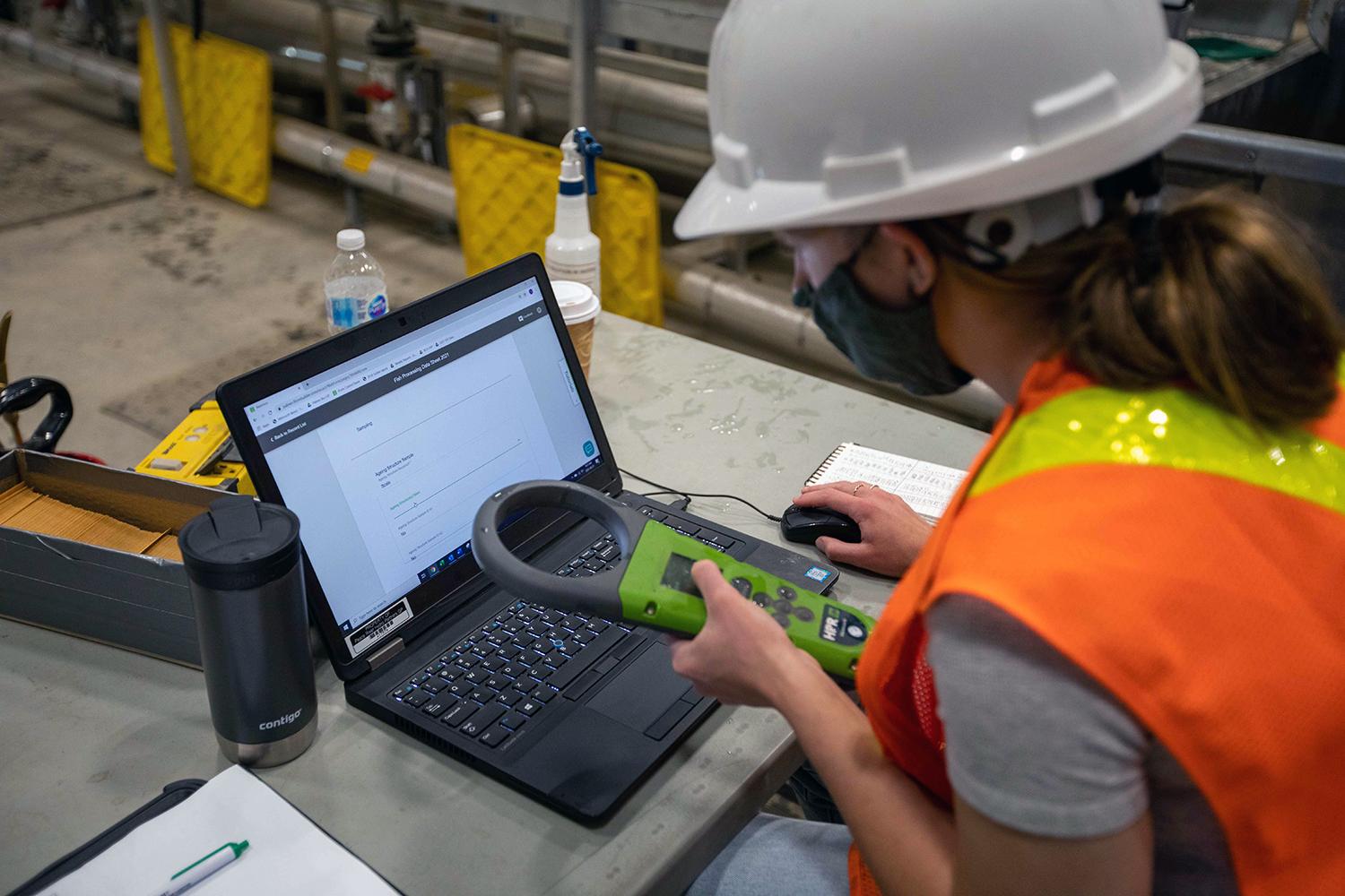 The data from the fish tag is recorded so the fish can be tracked. The facility can process nearly 80 fish a day. | June 2021