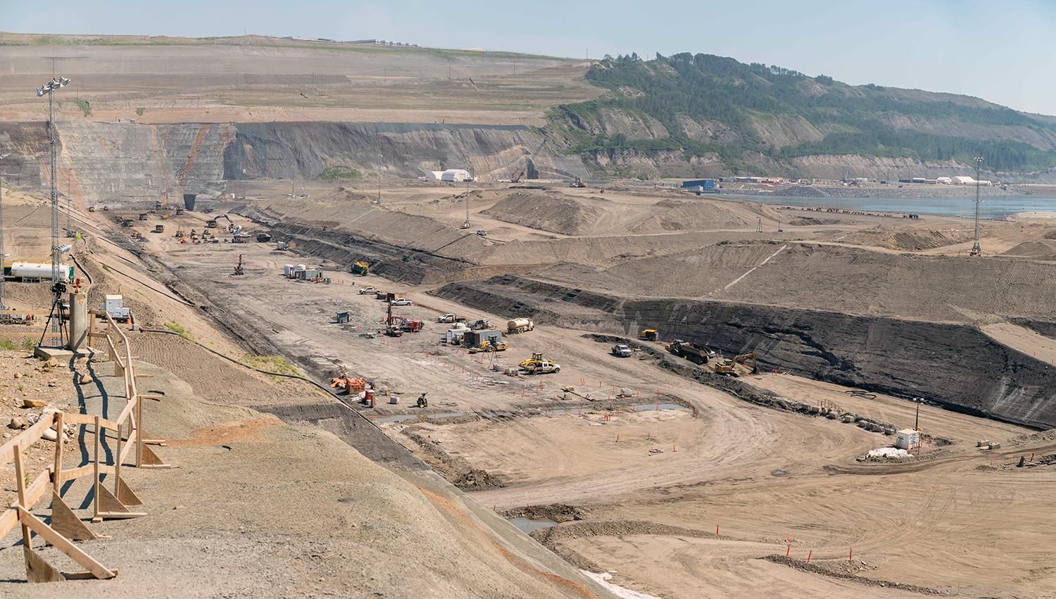 The dam core trench showing the downstream shell of the dam. | June 2021