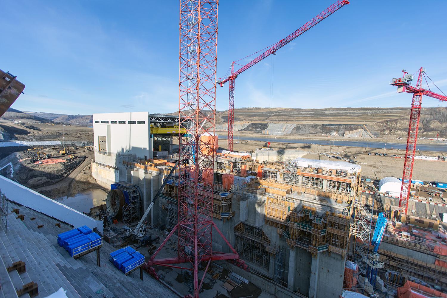 Looking over the intakes of the penstocks. | October 2019