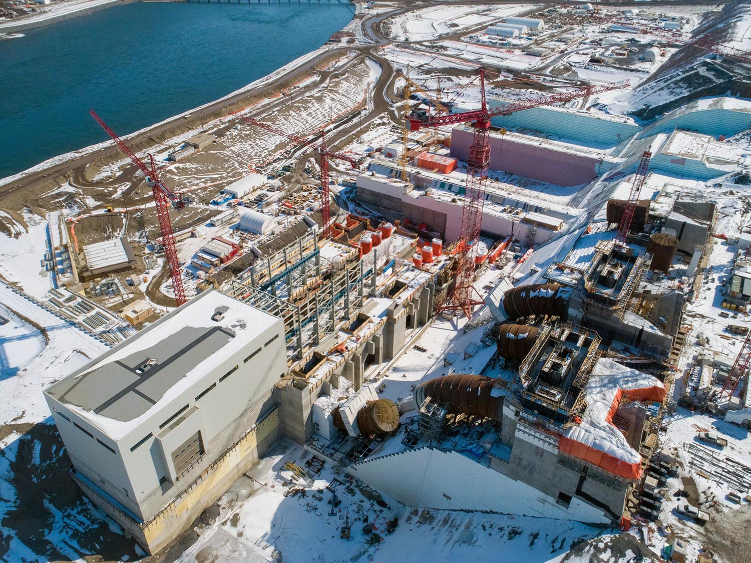 A view from the upstream end of the powerhouse and generating station. | April 2020