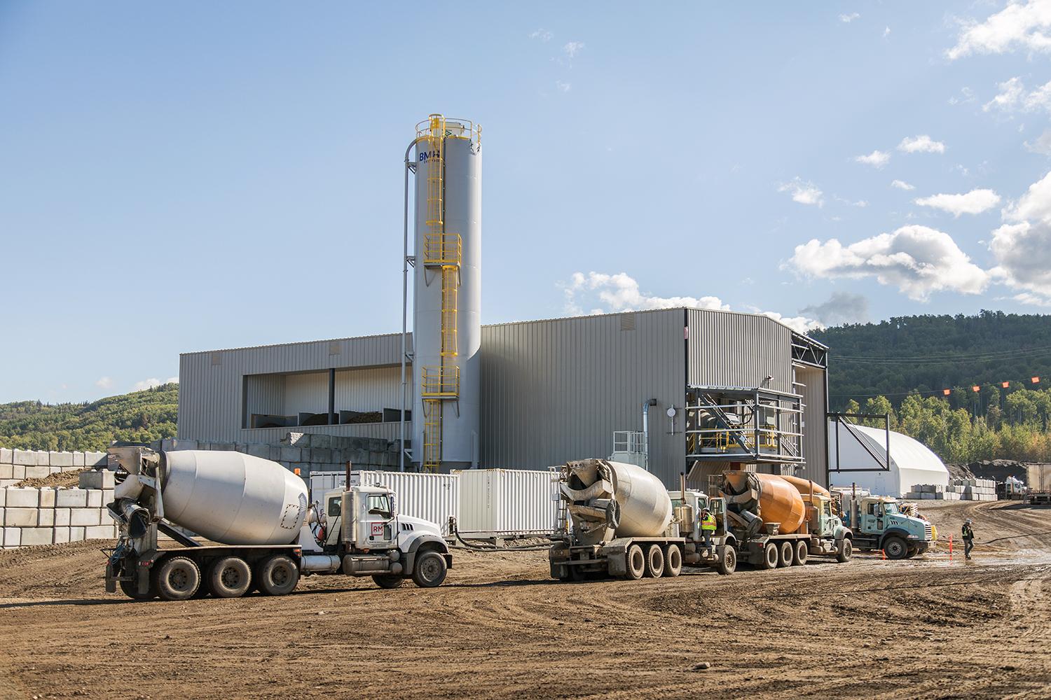 Trucks at a concrete batch plant on the south bank | September 2018