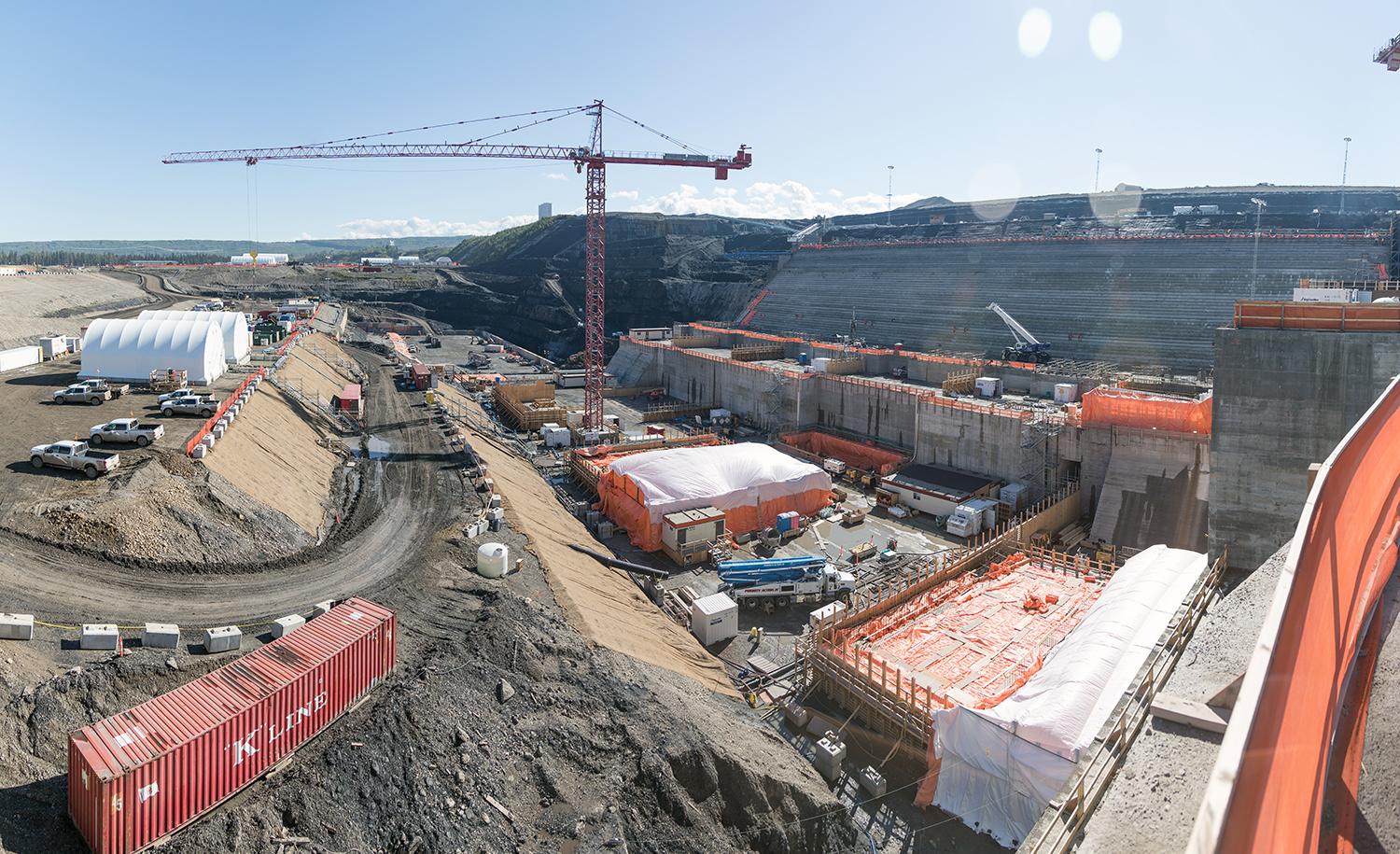 Powerhouse construction area with tower crane | September 2018