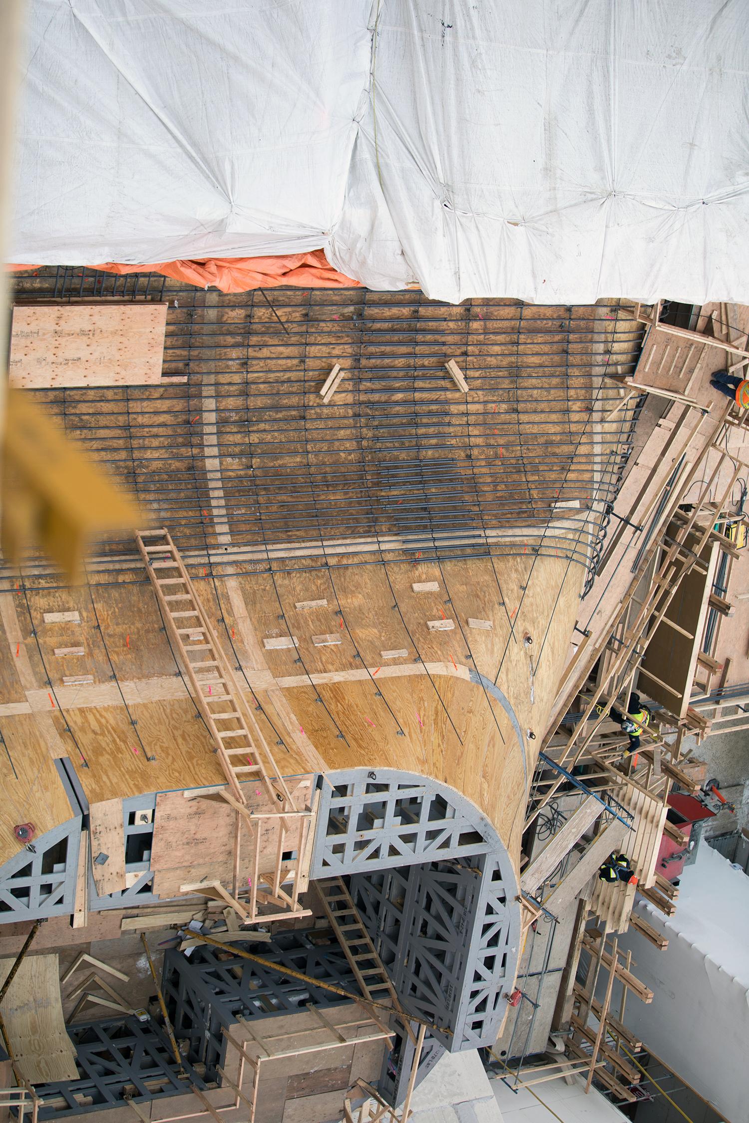 Looking down on Unit 3 draft tube formwork | February 2019