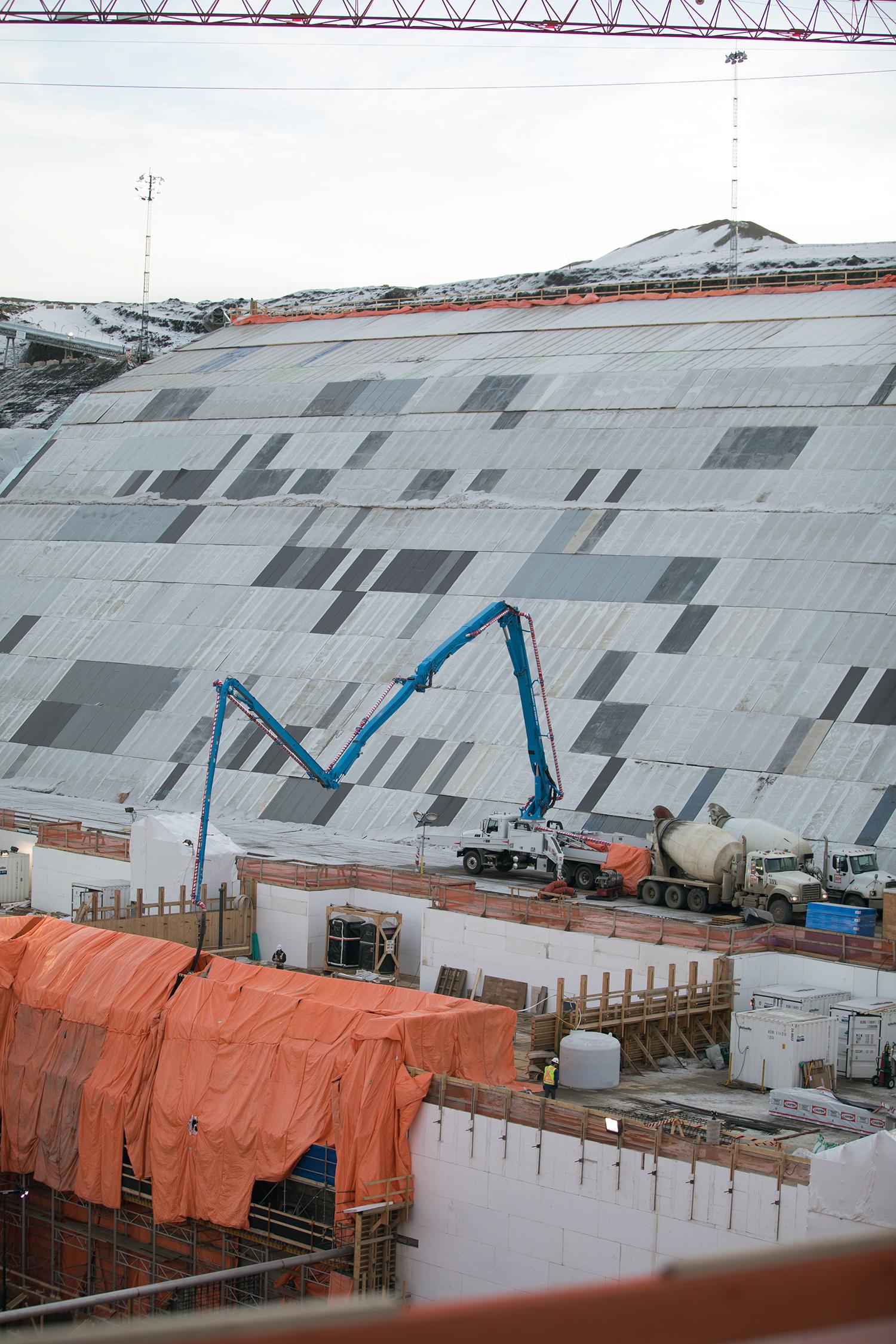 Concrete being pumped into a coupling chamber at the powerhouse. | December 2018