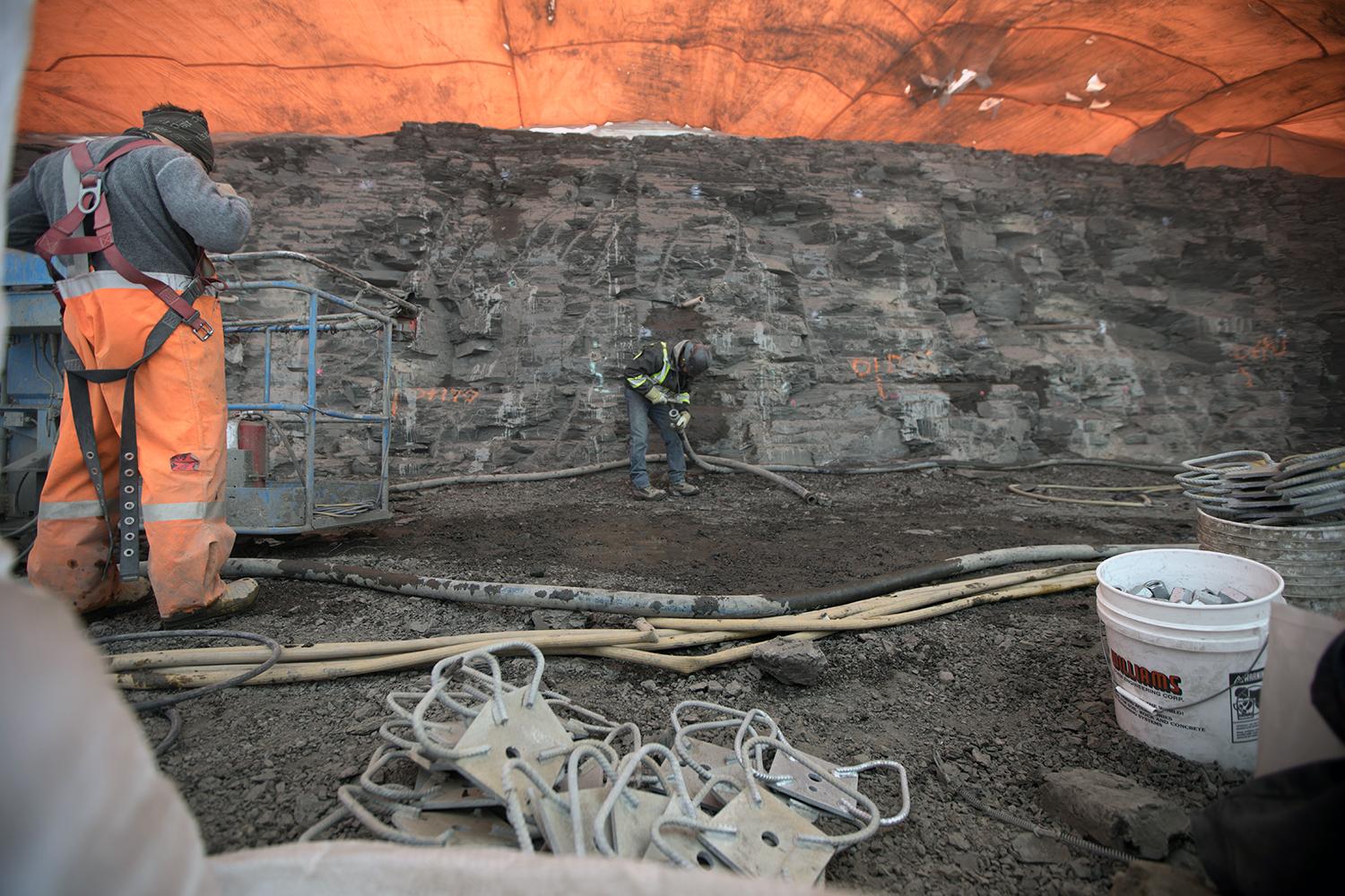 North bank shotcrete placement for the inlet portal | April 2018