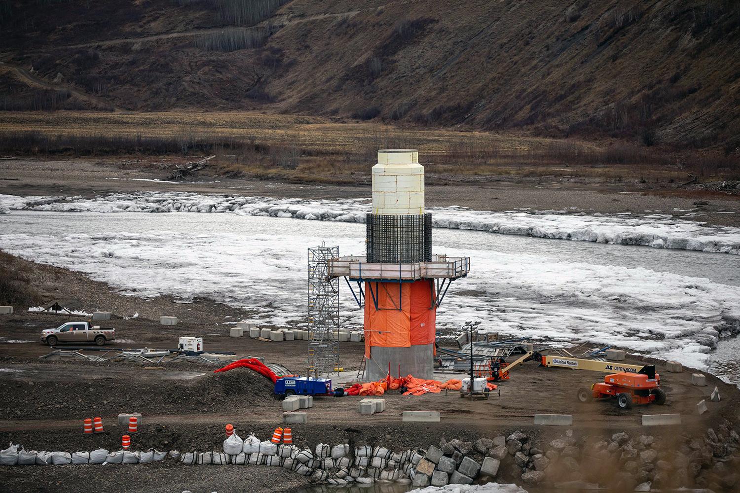 Pier 11 (out of 12) of the Halfway River bridge under construction. | November 2020