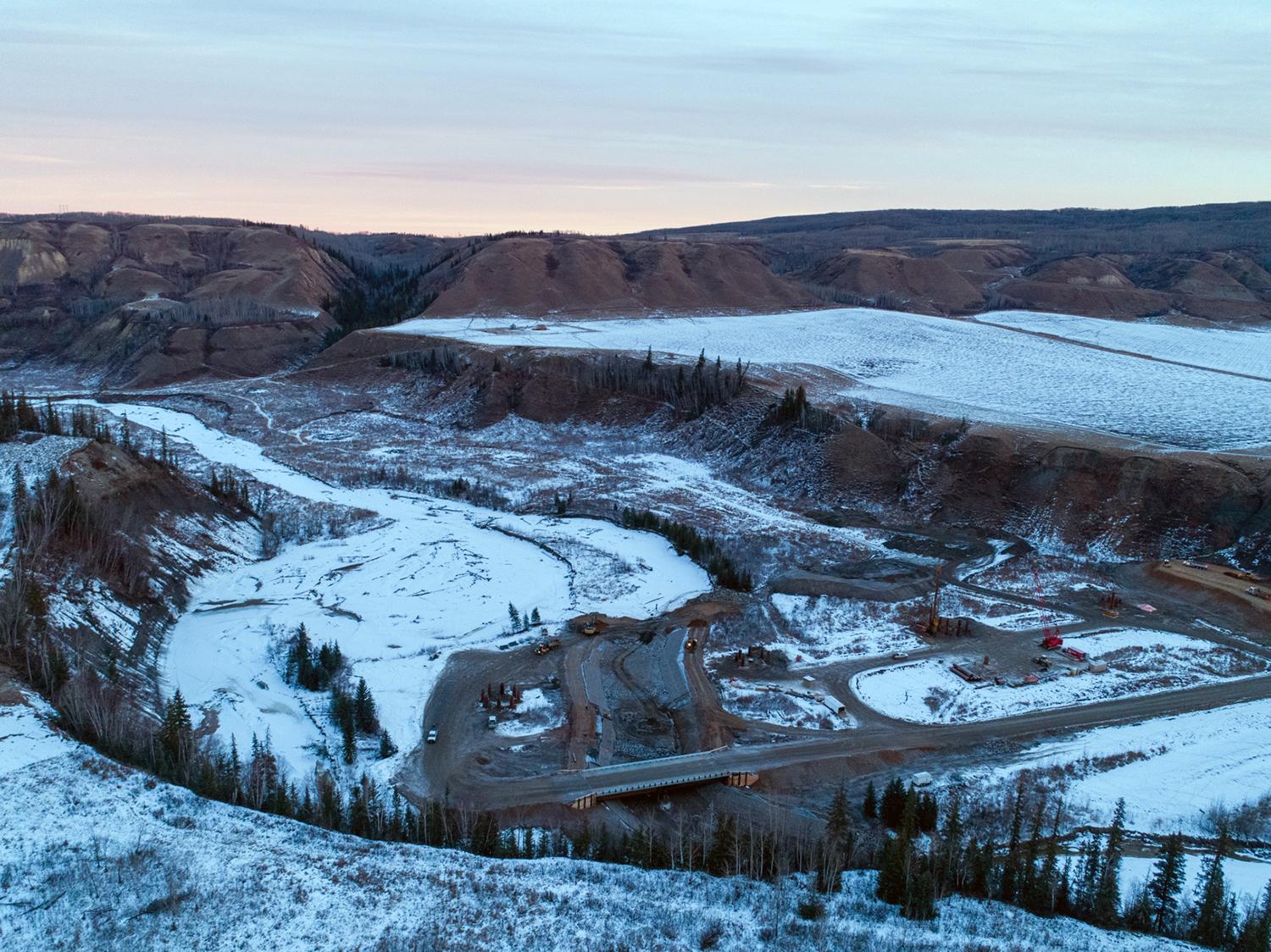 Preparations are underway for the construction of the Cache Creek diversion channel as part of the Highway 29 realignment. | December 2020