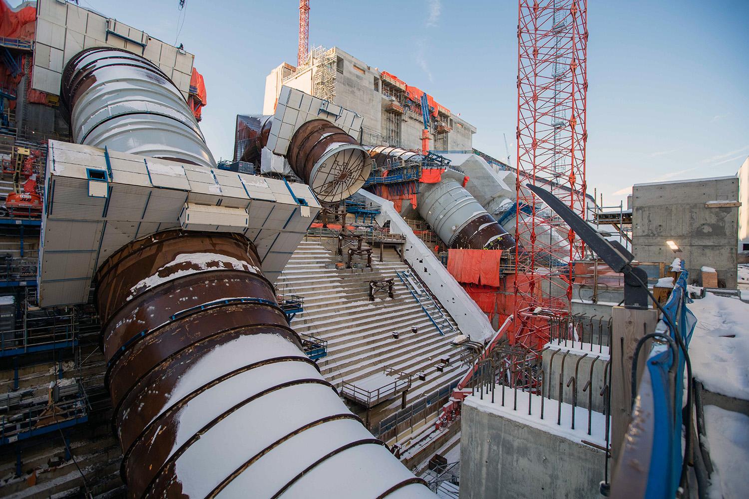 The Site C penstock units in varying stages of construction. | November 2021