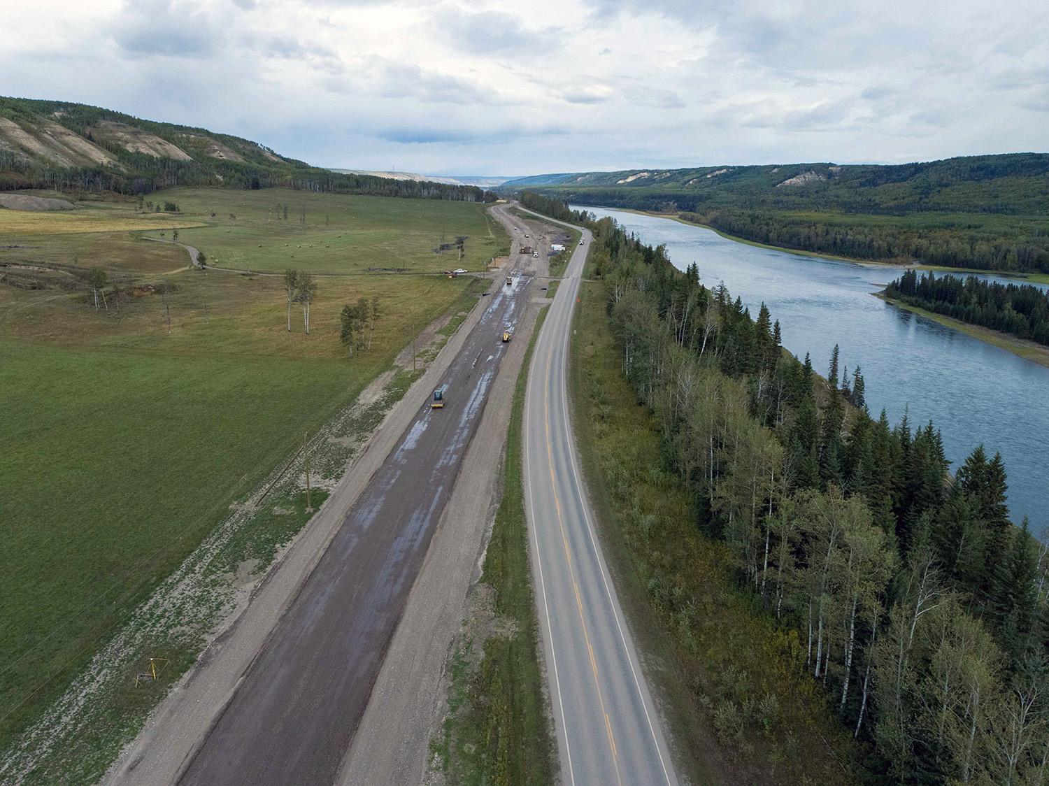 The final preparation for paving is underway on the Highway 29 alignment at Farrell Creek east. |September 2021