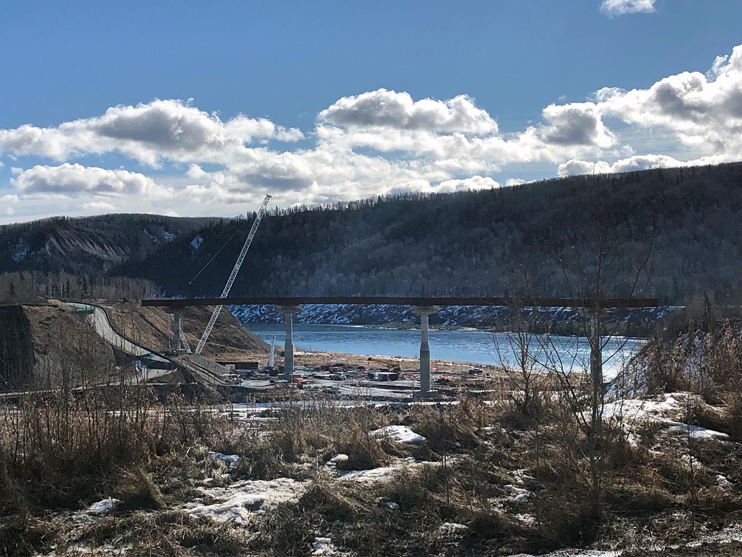 Girders are installed for the Farrell Creek Bridge realignment on Highway 29. | March 2022