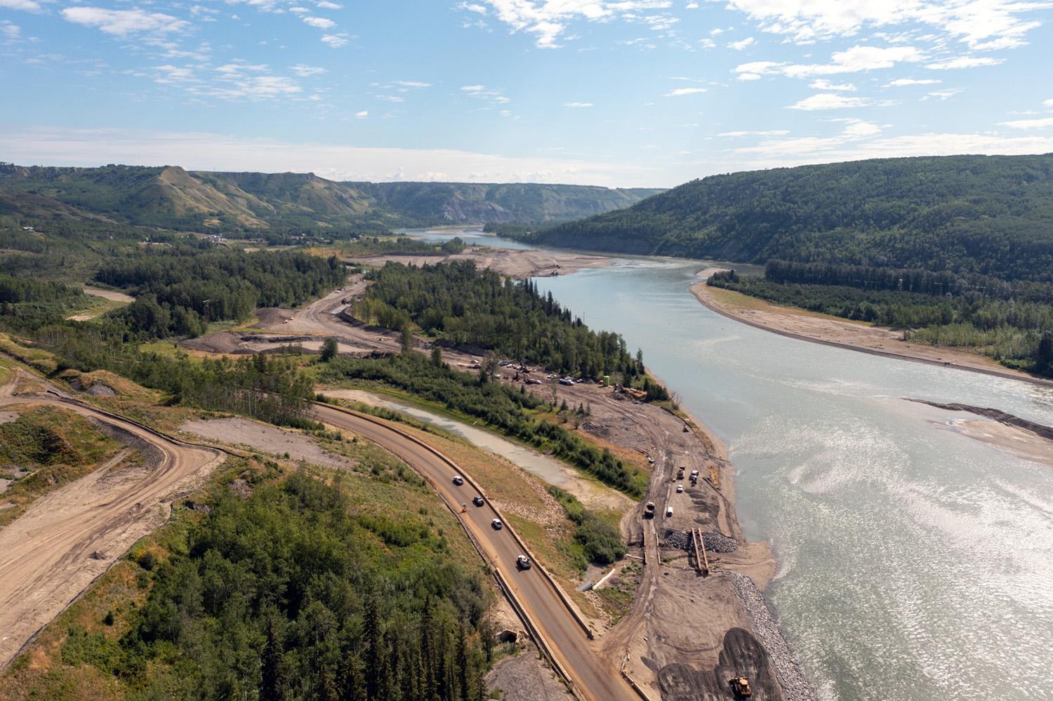 Aerial view of the P6 fish habitat enhancement project. | July 2022