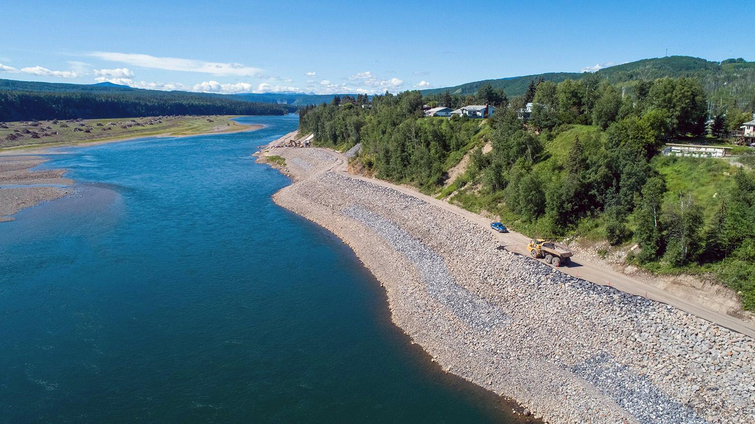 Progress on the Hudson’s Hope shoreline protection berm. | July 2022