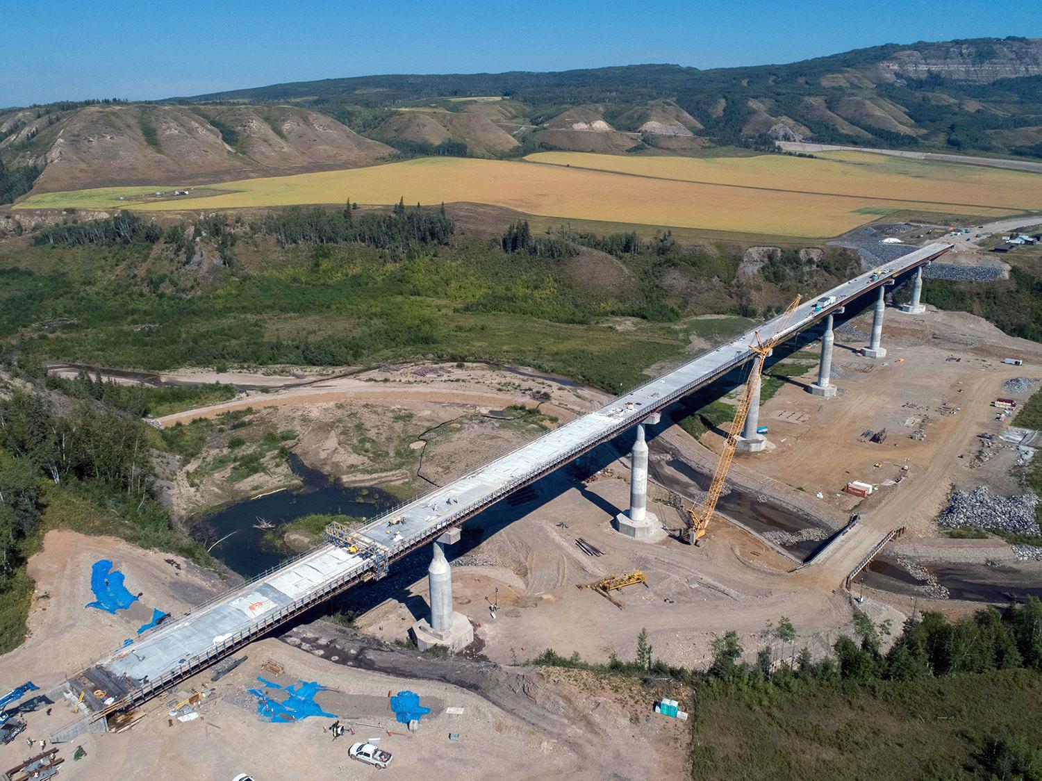 The Cache Creek Bridge deck after concrete pour completion. | August 2022