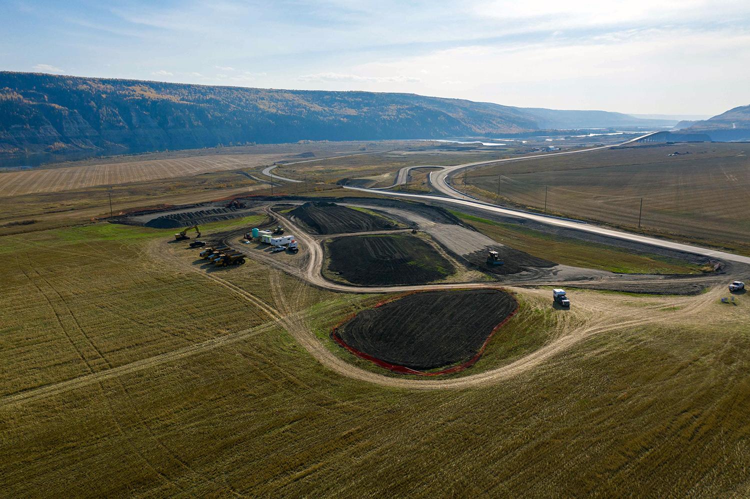 Facing west at the new Halfway River boat launch, under construction, near the tie-in to Highway 29, at the approach to the Halfway River Bridge. ! September 2022