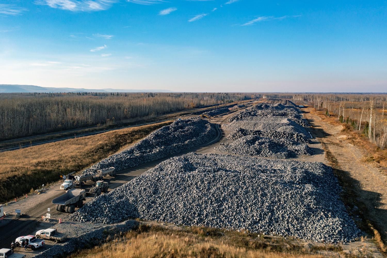 Riprap stockpile at Septimus rail siding. | October 2022