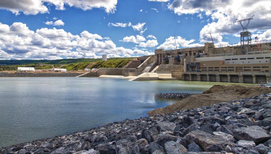 the powerhouse, downstream outlet, and spillways.
