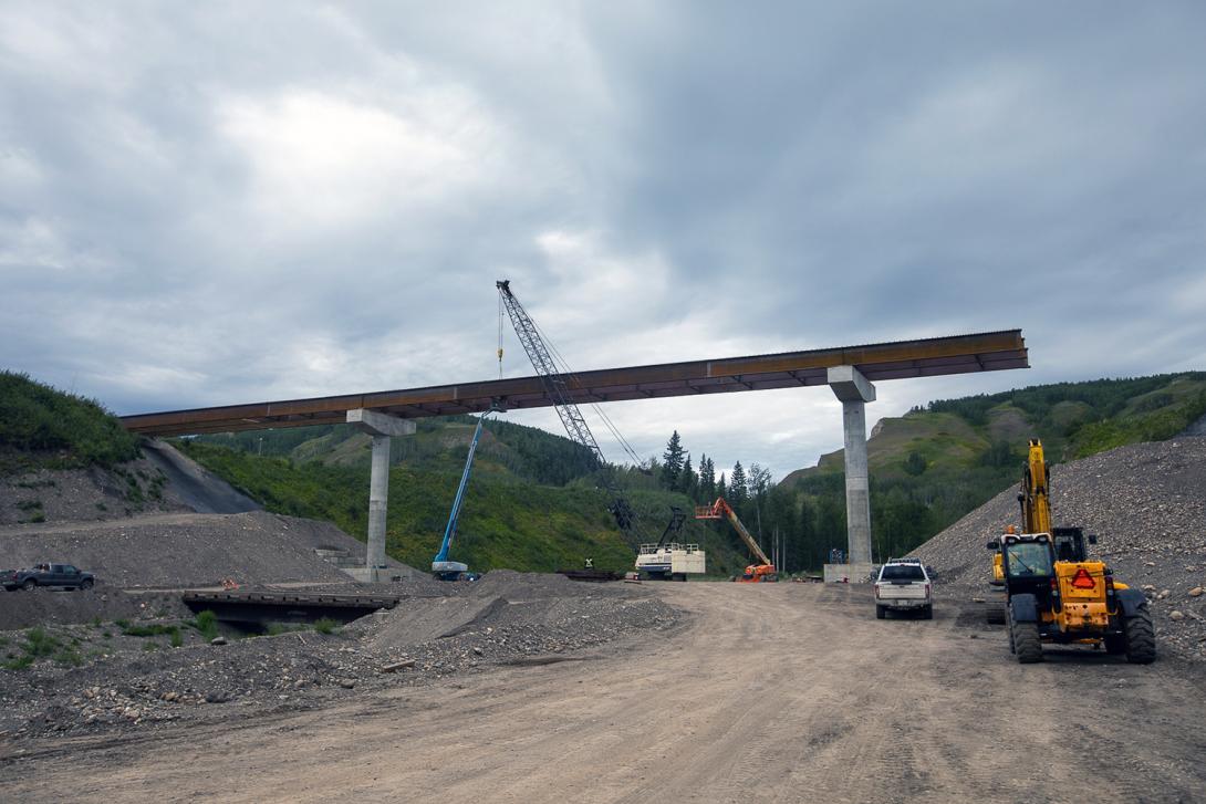 Structural steel is installed for the Highway 29 Dry Creek bridge realignment. | August 2021