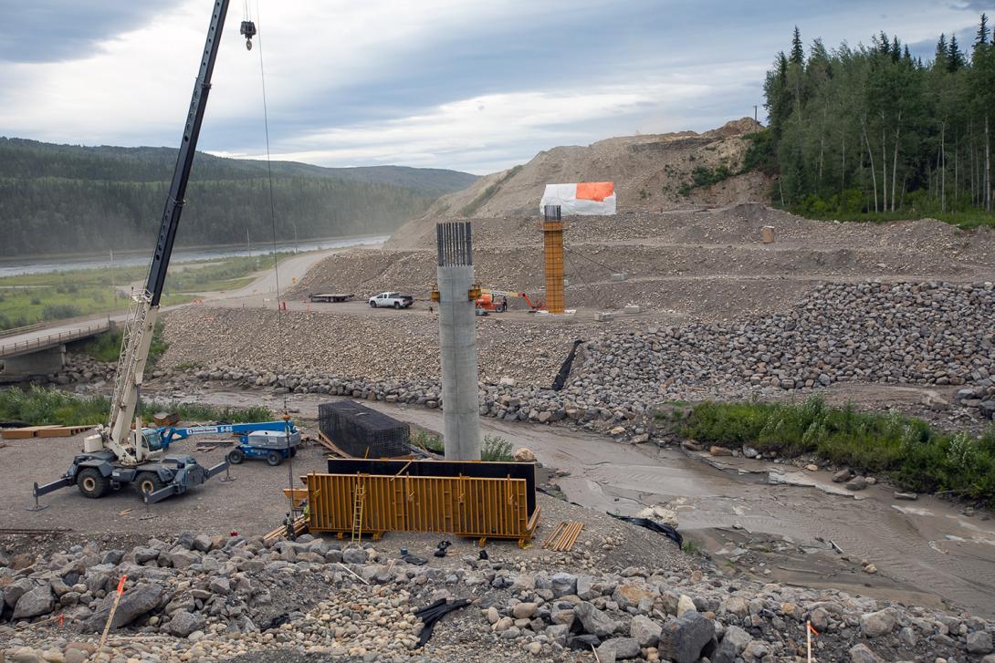 Construction of the concrete piers for the Lynx Creek bridge along Highway 29. | August 2021