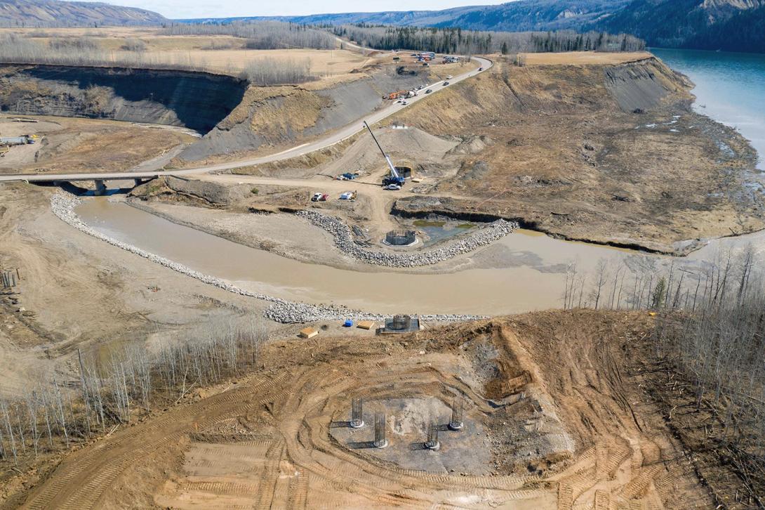 Construction continues on the new Highway 29 segment and bridge at Farrell Creek. | April 2021