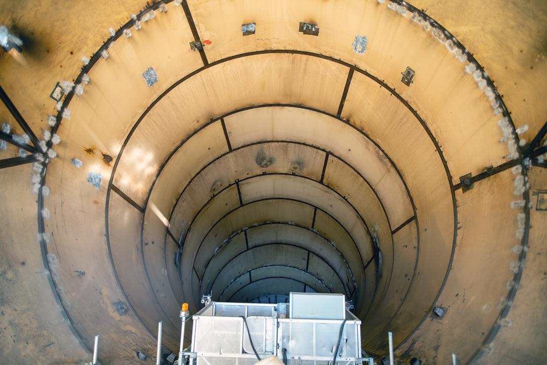 Looking into a penstock opening from the transition section. | October 2021