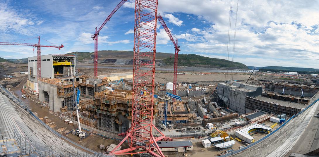 A panorama view overlooking the intake units which are components that will allow water to flow in from the reservoir. | August 2019