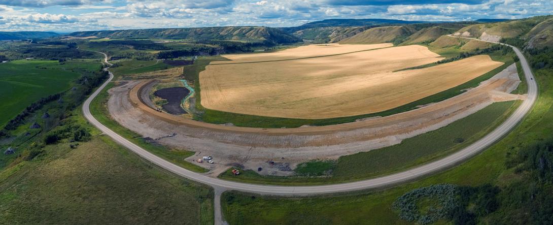 The completed Cache Creek East embankment on Highway 29. | August 2020