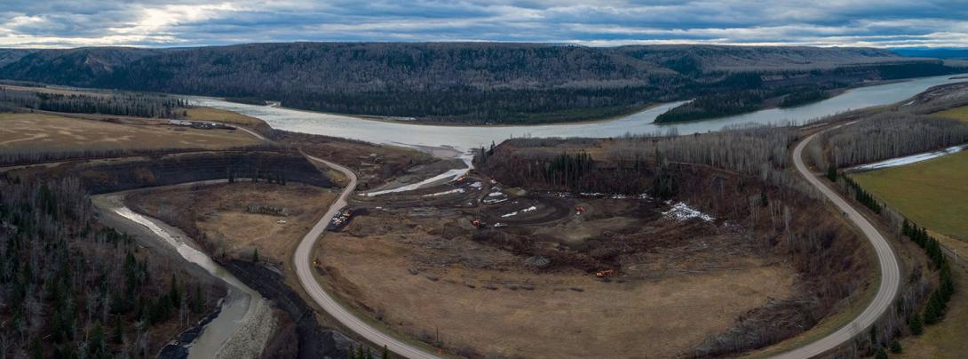 A panoramic view shows clearing underway at the Farrell Creek segment of the Highway 29 realignment. | November 2020