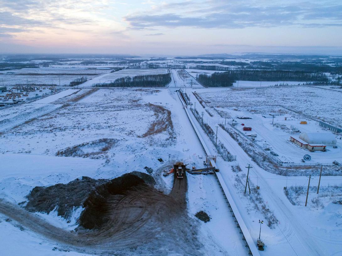 Aggregate material is excavated and moved to Site C from the 85th Avenue Industrial Lands, next to the City of Fort St. John, via a five-kilometre-long conveyor. | November 2020