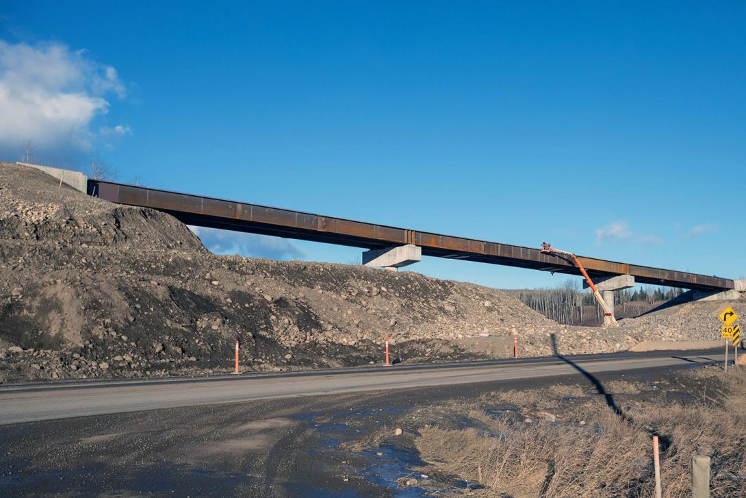 Steel girder installation complete for the Highway 29 Lynx Creek bridge. | December 2021 