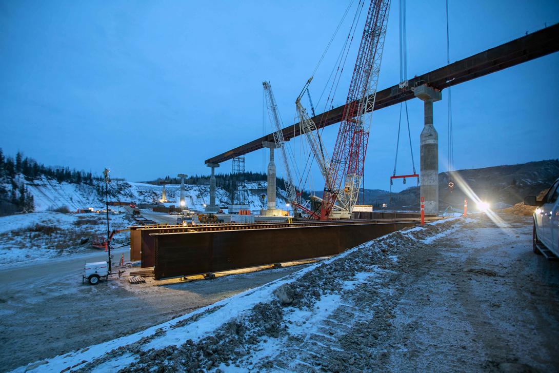 The first girders are placed on the Cache Creek bridge along Highway 29.| December