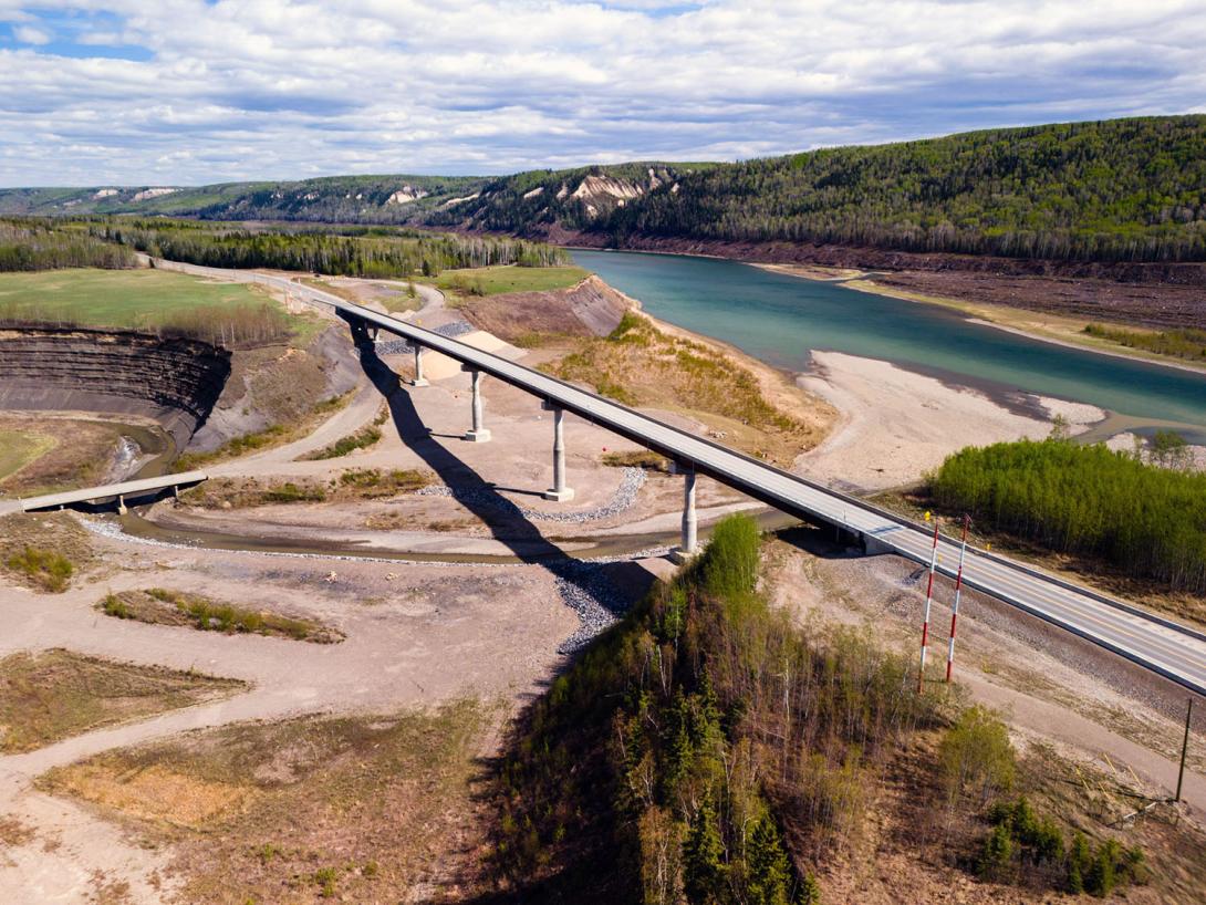 The Farrell Creek bridge is two kilometres long and located at Farrell Creek, next to the Peace River. | May 2024