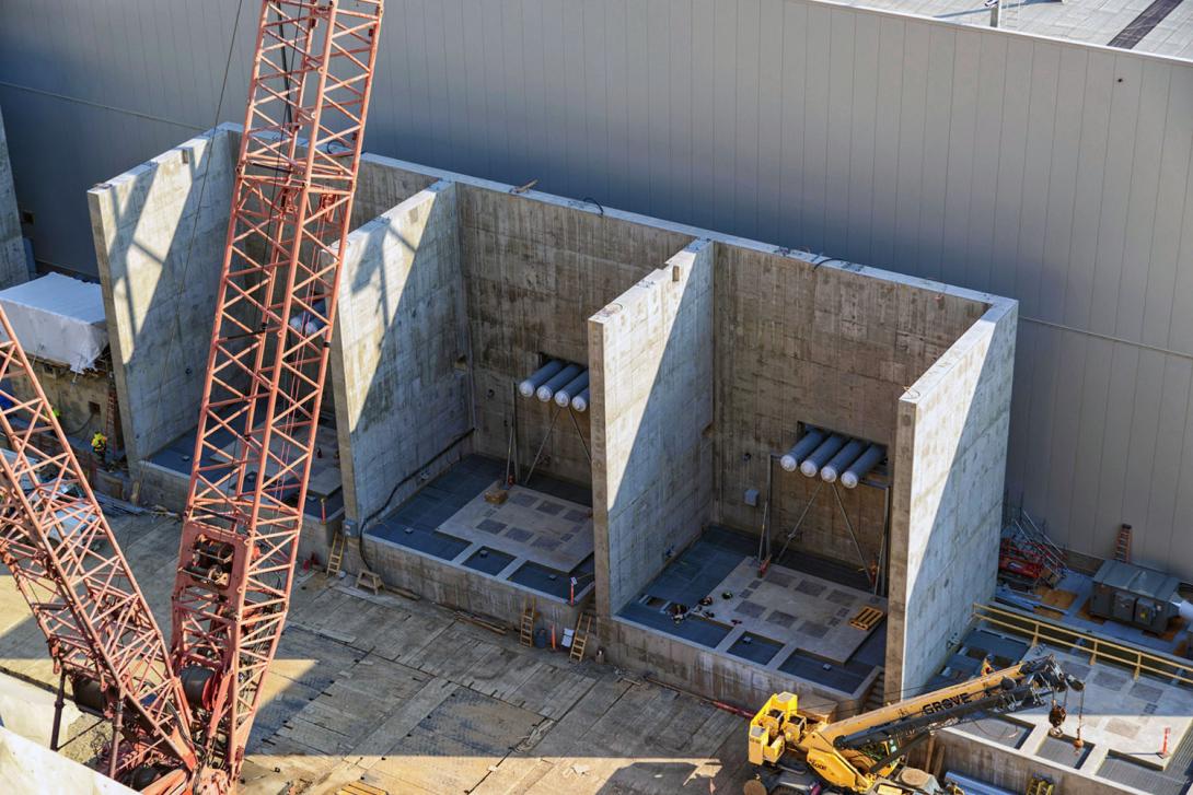 The final bank of three transformer bays, with room for one spare unit are ready to receive the last transformers. | July 2024