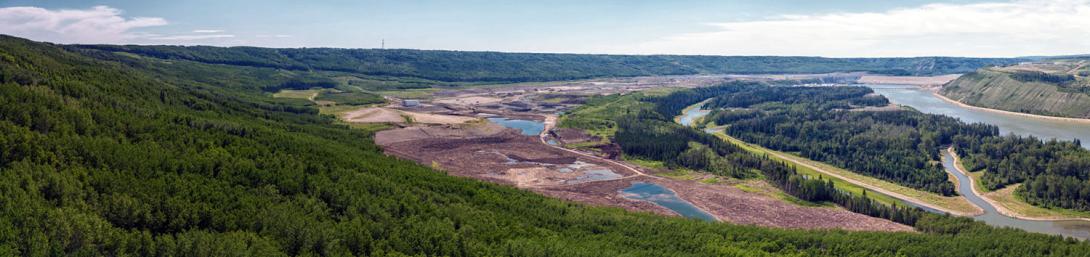 An area within the construction site has been reclaimed and will become approximately 32- hectares of wetland. | July 2024