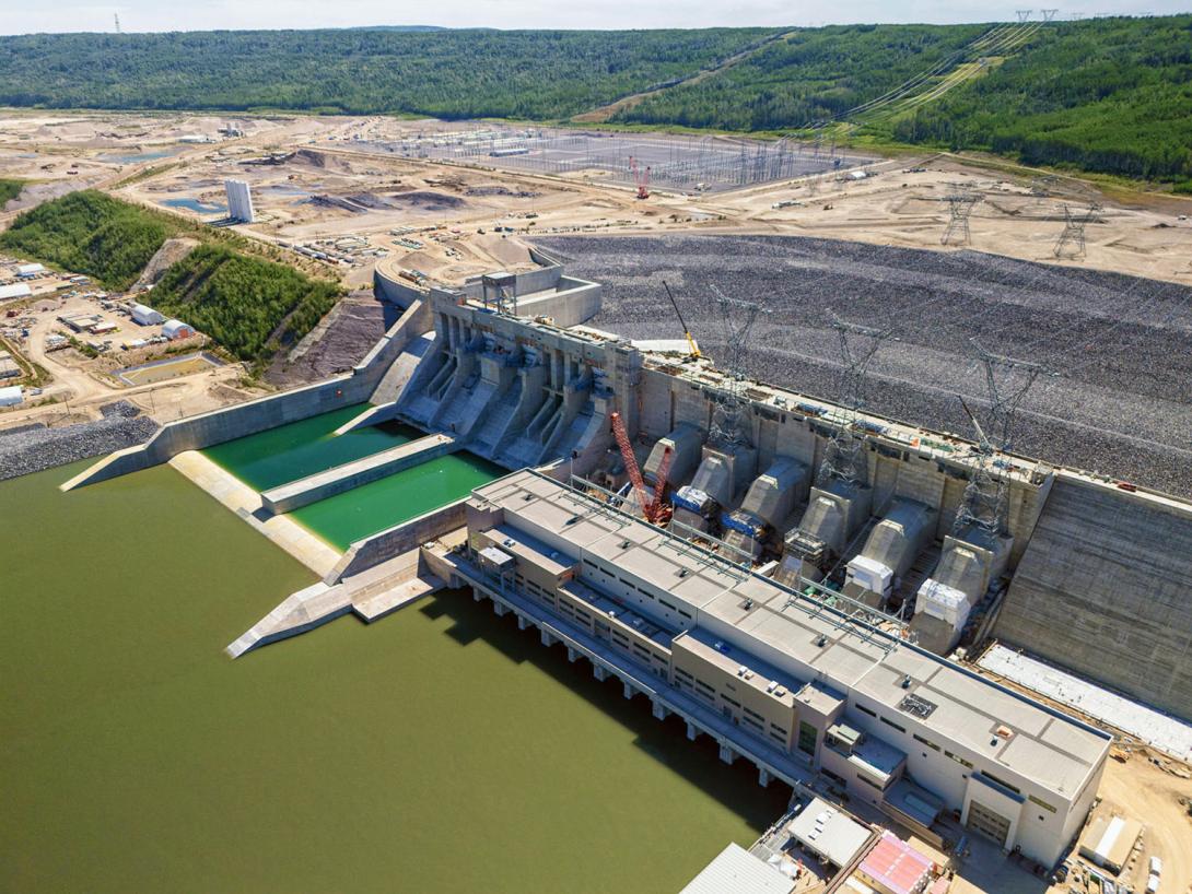 Transmission towers connect the Site C powerhouse and generating station to the Site C substation. | July 2024