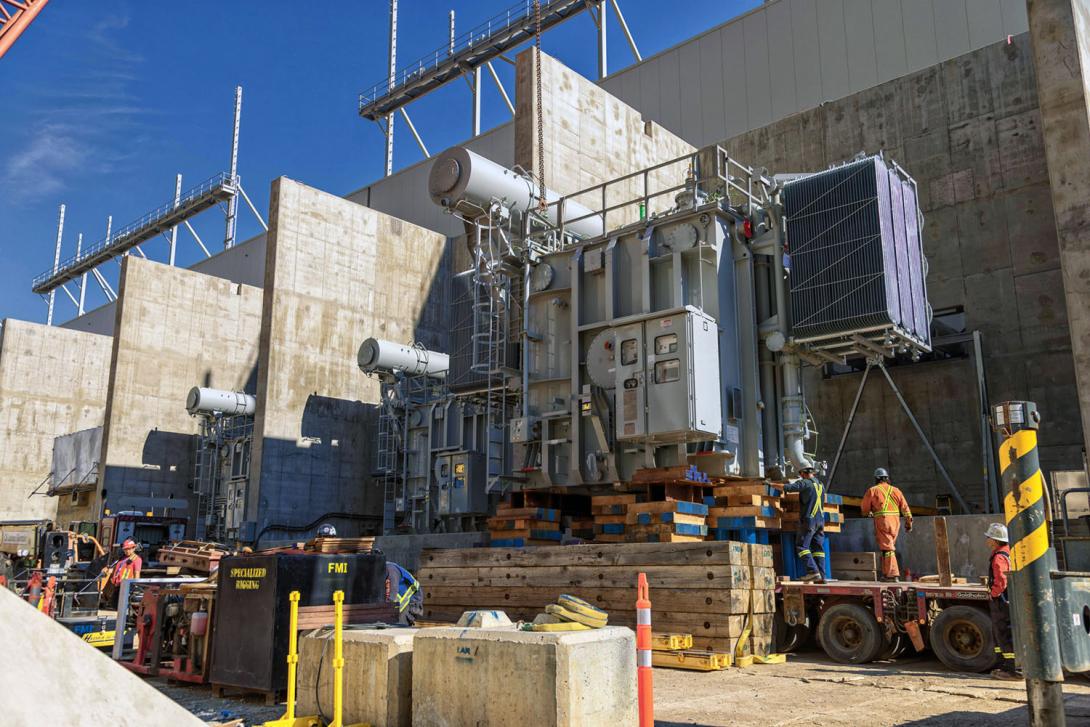 The last of nine transformers is moved into position. | July 2024