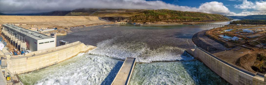 Water falling from the spillways loses its energy as it flows over the stilling basin weir. | September 2024