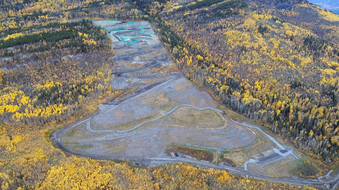 The Portage Mountain Quarry reclamation work area has been hydroseeded.