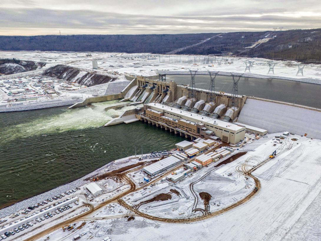 Unit 1 is generating power from Site C. At the same time, water is passing through the spillways to maintain downstream flows and to regulate the reservoir level. | November 2024