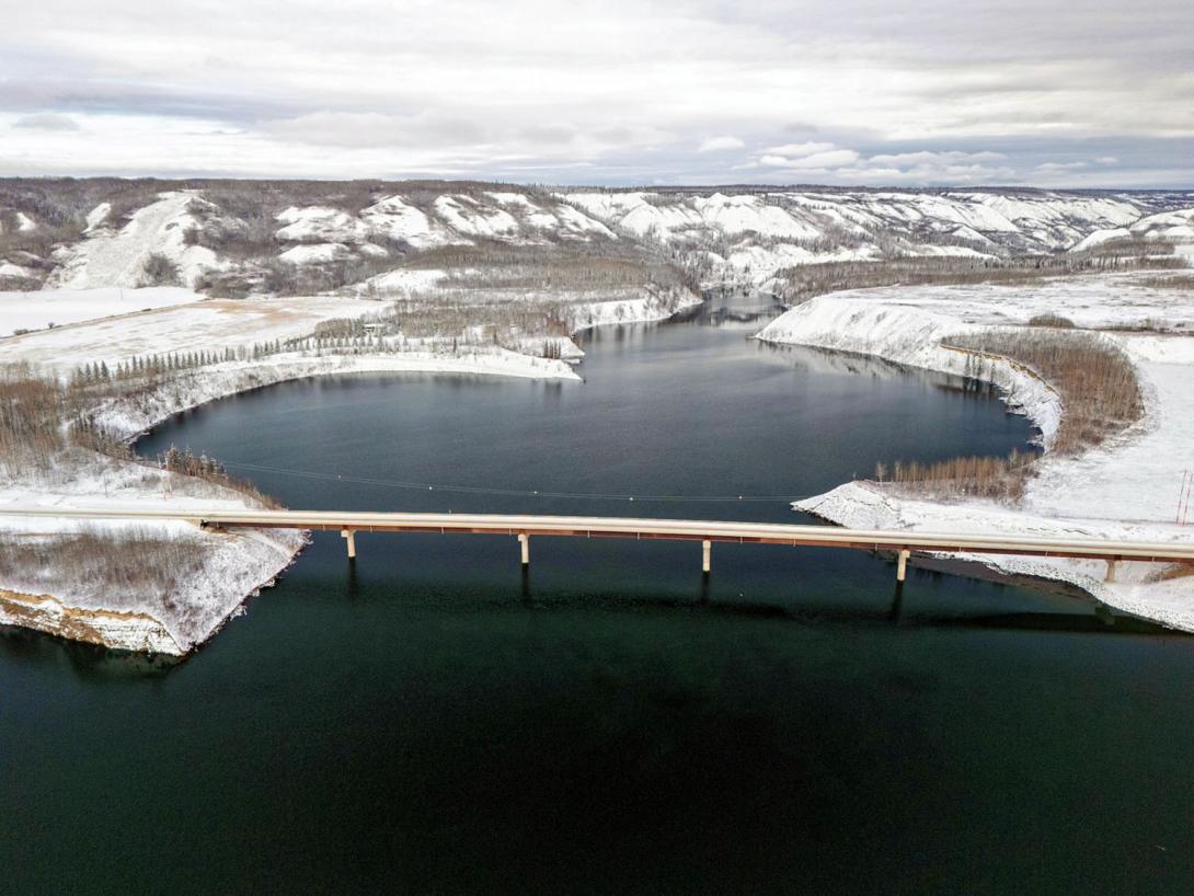 The Farrell Creek Bridge crosses the confluence of Farrell Creek and the Site C reservoir. | November 2024